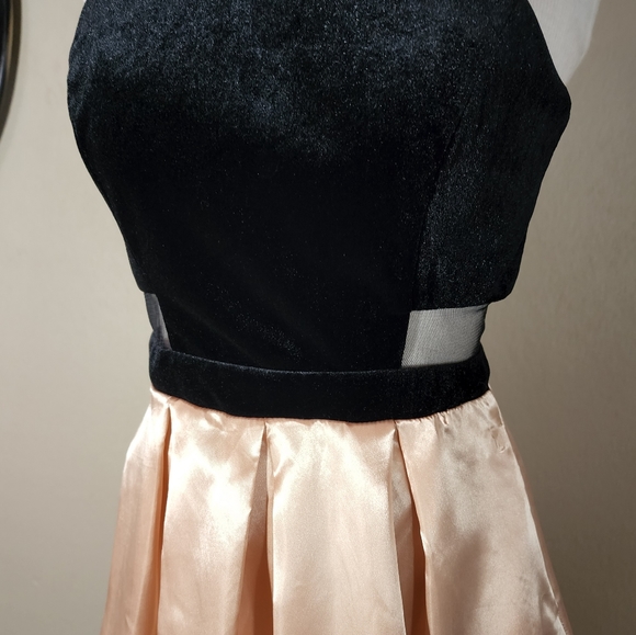 Windsor Dress Sleeveless Pleated Cut Out Velvet and Satin Champagne Size… - Picture 5 of 17